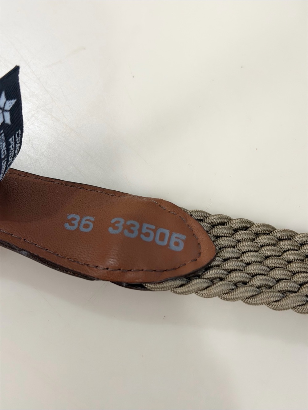 Brighton Beige Woven Elastic Cord Belt Brown Croco Leather Tab. Men’s Sz-36 - Picture 6 of 9